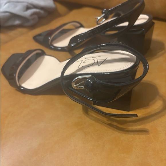 Angie Ankle Strap Sandal (Women) AGL Black Leather Block Heels Size 38.5 US 8 - Picture 11 of 14